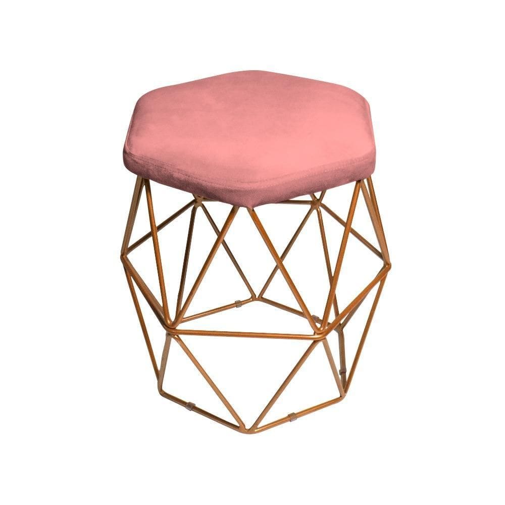 Puff Aramado Rose Base De Ferro Rose Gold Web Shop Moveis