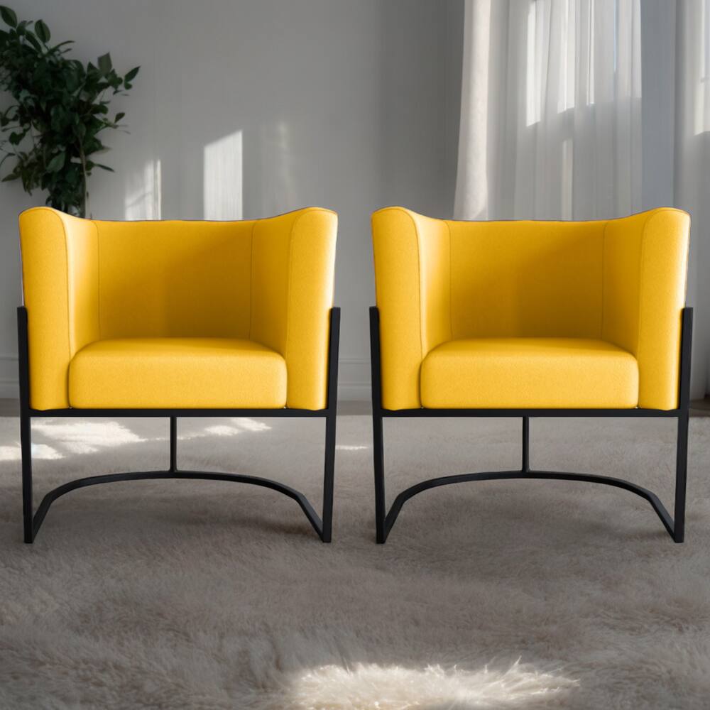 Conjunto de Poltronas Decorativas Ayla Veludo Amarelo