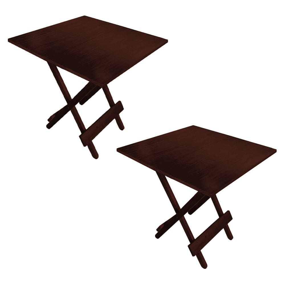 Kit 2 Mesa Dobrável 70x70cm em Madeira Maciça para Açaí e Bares - Imbuia