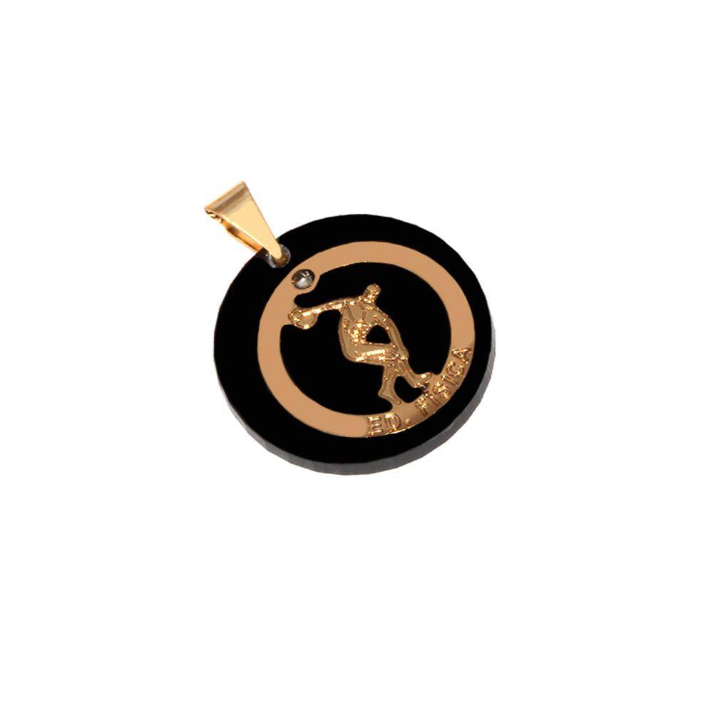 Pingente Esporte Educação Física Fitness Folheado Ouro 18k