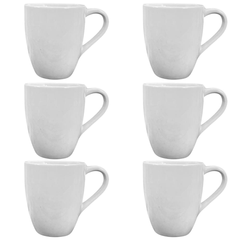 Jogo 6 Caneca Xícara 270ml Chá/Café - Porcelana Branca