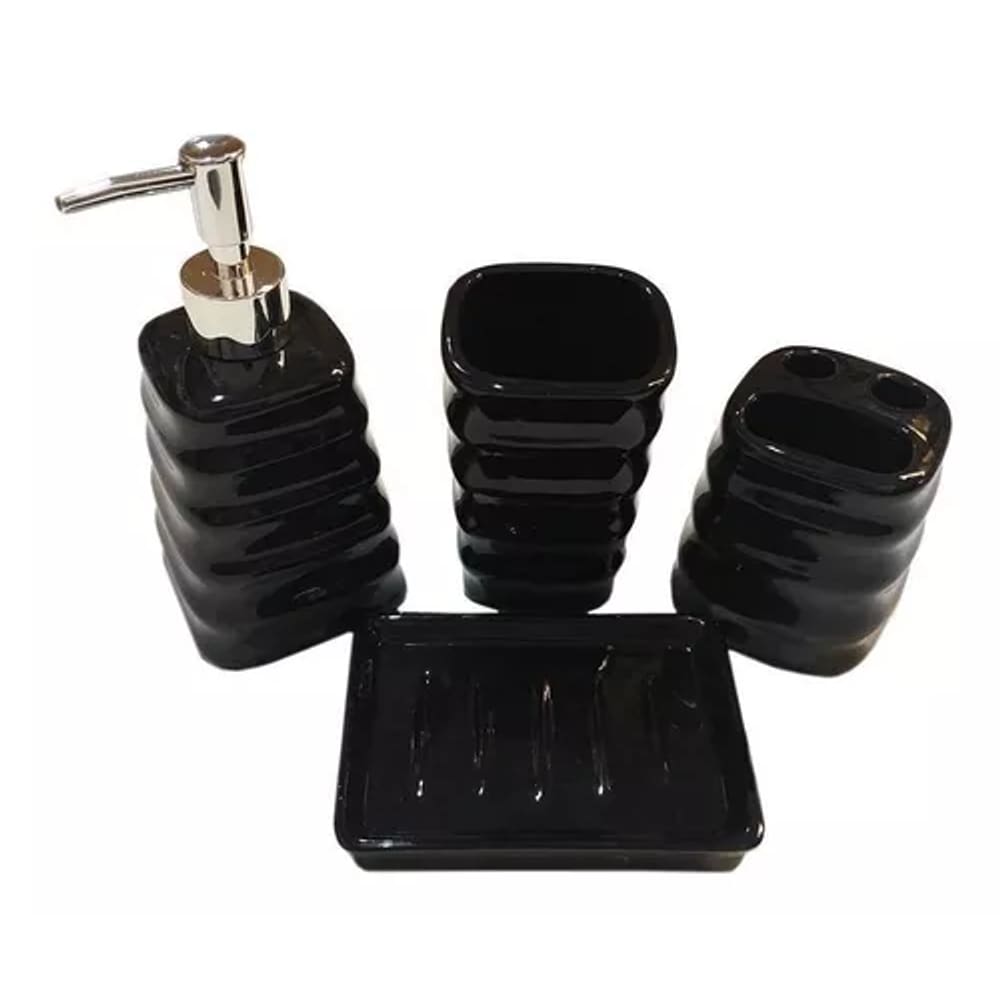 Kit 4Pçs Lavabo Banheiro Luxo Modelagem 3D Premuim Cerâmica