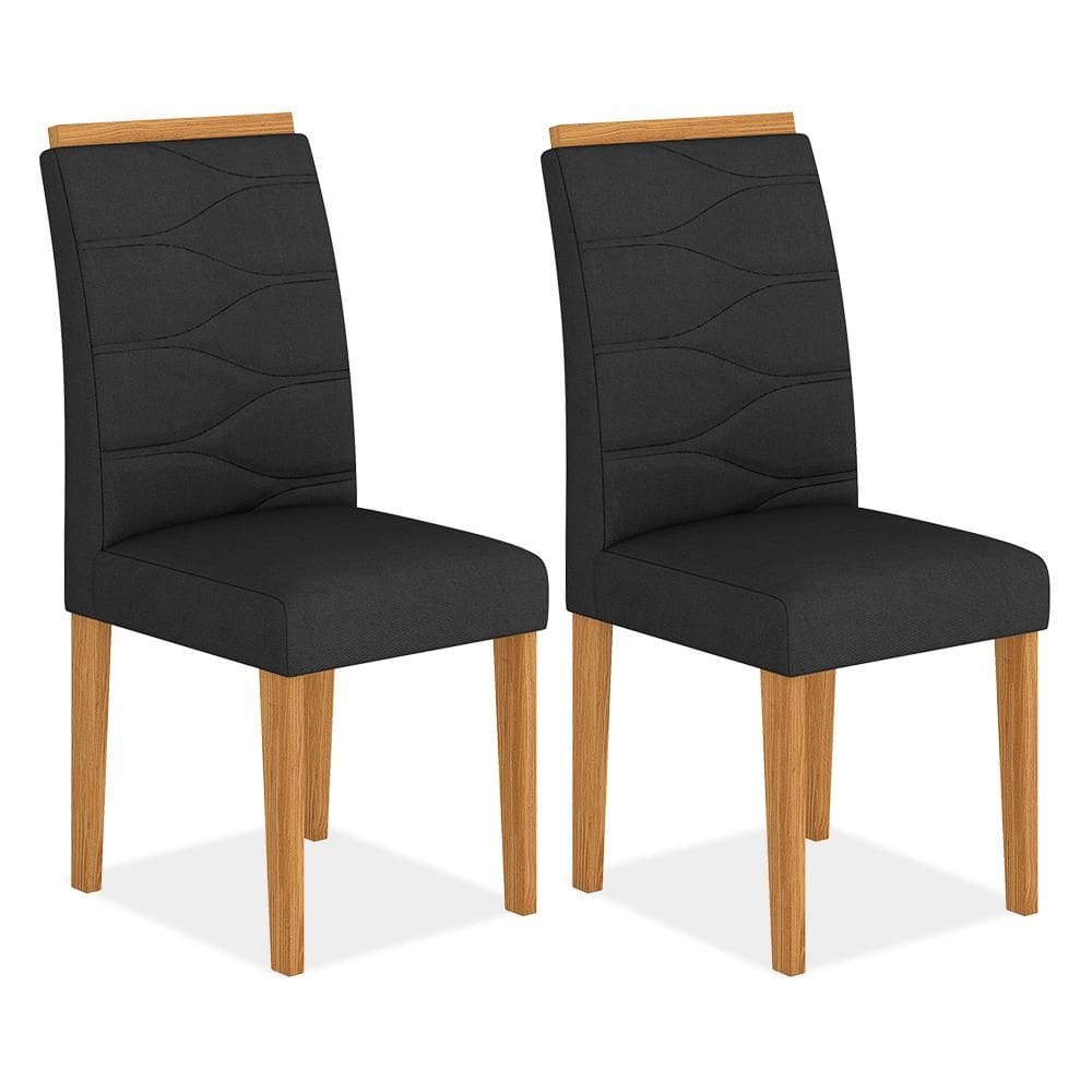 Kit 2 Cadeiras Estofadas Vitória Cinamomo/preto - Móveis Arapongas