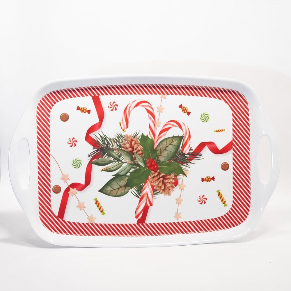 Bandeja Retangular Decoração de Natal em Melamina 43cm