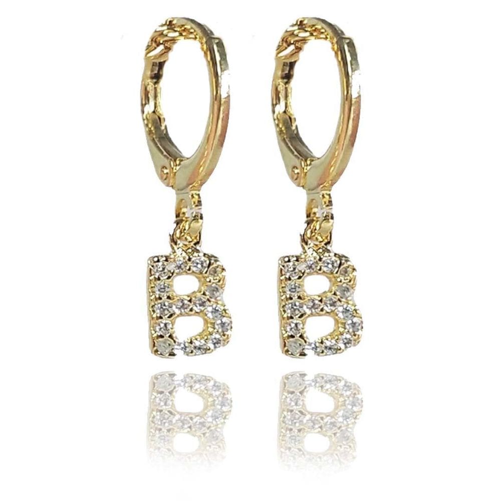 Brinco Argolinha De Letras Com Zircônias