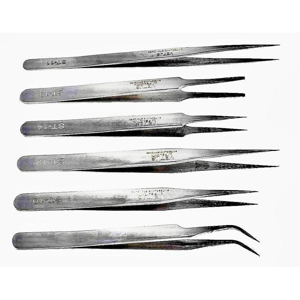 Pinça Ferramenta Relojoeiro Aço Inox Kit 6 Peças