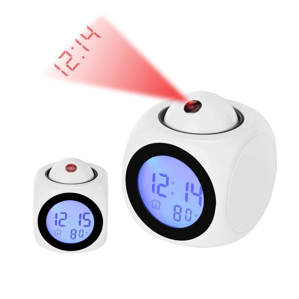 Relógio Despertador Tela LCD e Projetor de Tempo Temperatura e Alarme USB ou Pilha