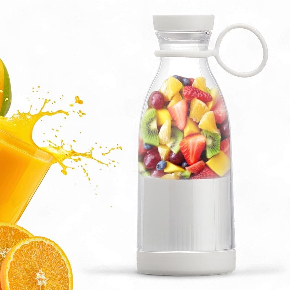 Mini Liquidificador 380ml USB Branco Portátil com 6 Lâminas para Sucos e Vitaminas
