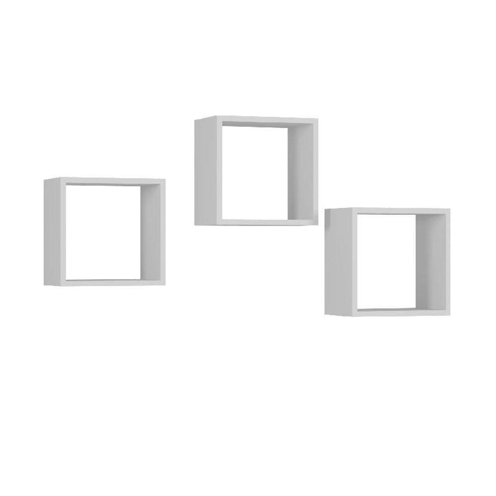 Kit 3 Nichos De Parede Decorativos Quadrado Branco - Ajl Móveis