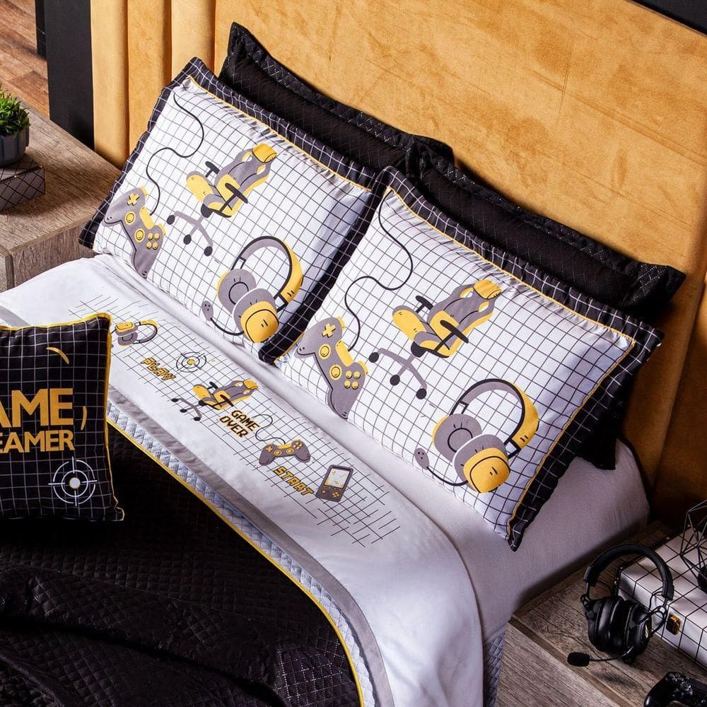 Jogo De Cama Branco Queen 04 Peças Micr 180 Fios