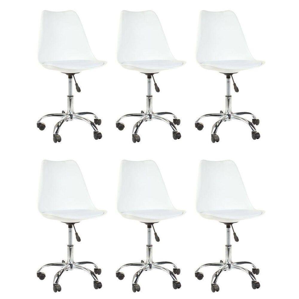 Kit 6 Cadeiras Escritório Tulipa Saarinen Giratória Branca