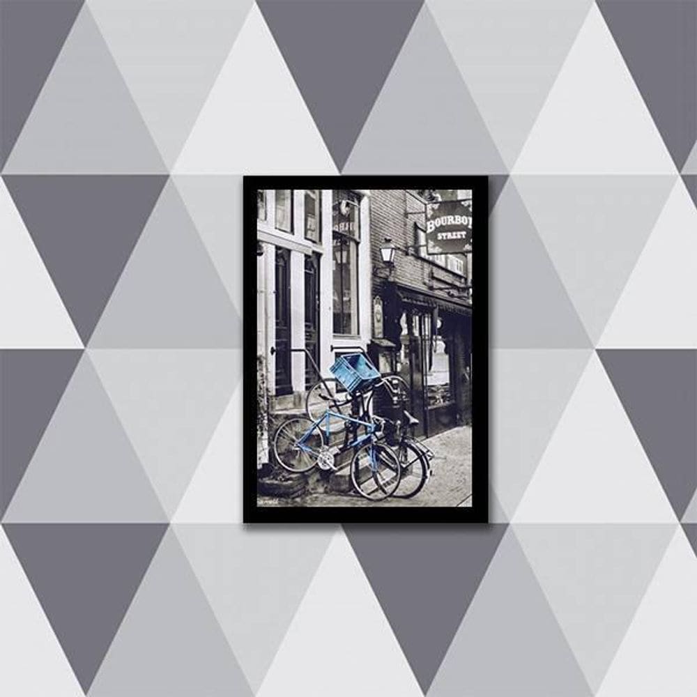 Quadro Fotografia Bicicleta Azul 24X18Cm