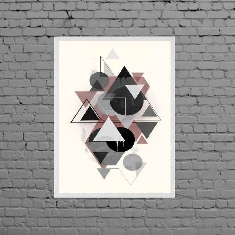 Quadro Geométrico Triângulos E Bolas 45X34Cm - Com Vidro
