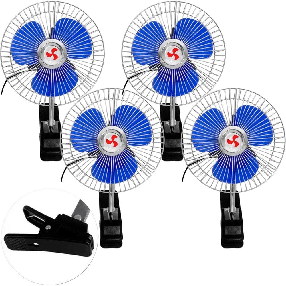 Kit 4 Mini Ventilador Veicular Carro Ônibus Caminhão De 15cm