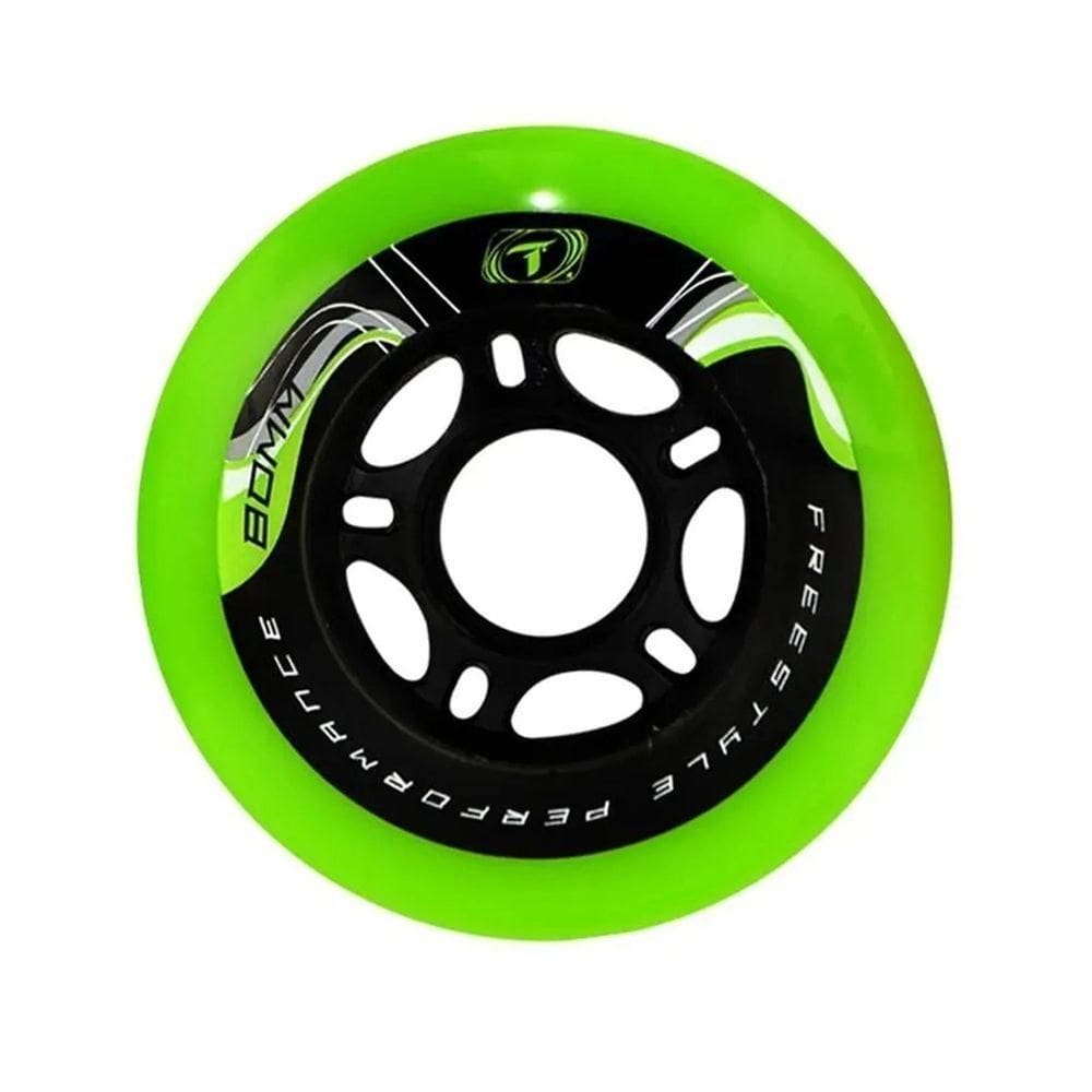 Roda Para Patins Freestyle Traxart Krazyleg 80mm/85a (jogo) Cor: Verde