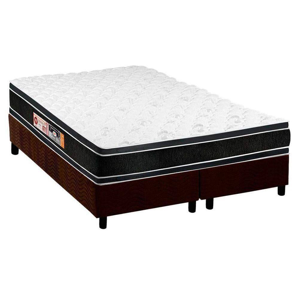 Cama Box King: Colchão Espuma D33 Castor Black E White + Base Crc Suede Brown(193X203)