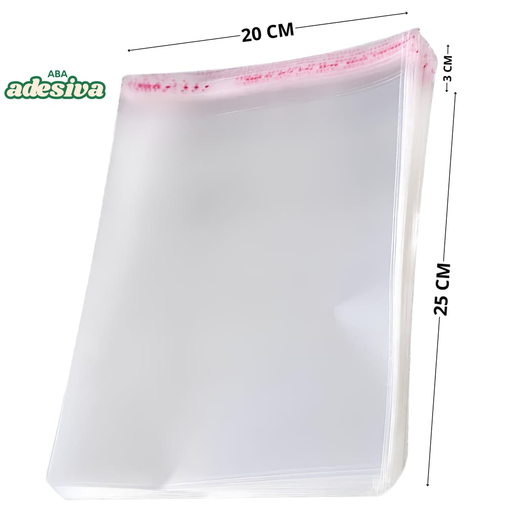 Saco Adesivado Plástico Transparente 20x25+3cm 1000 Unidades