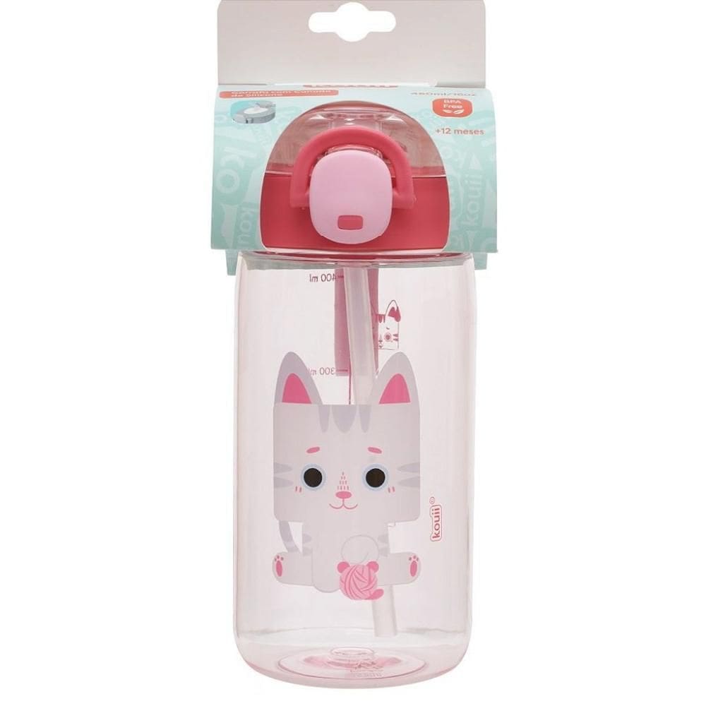 Garrafa Com Canudo Pacific Kouii 460ML Gato Mia Rosa