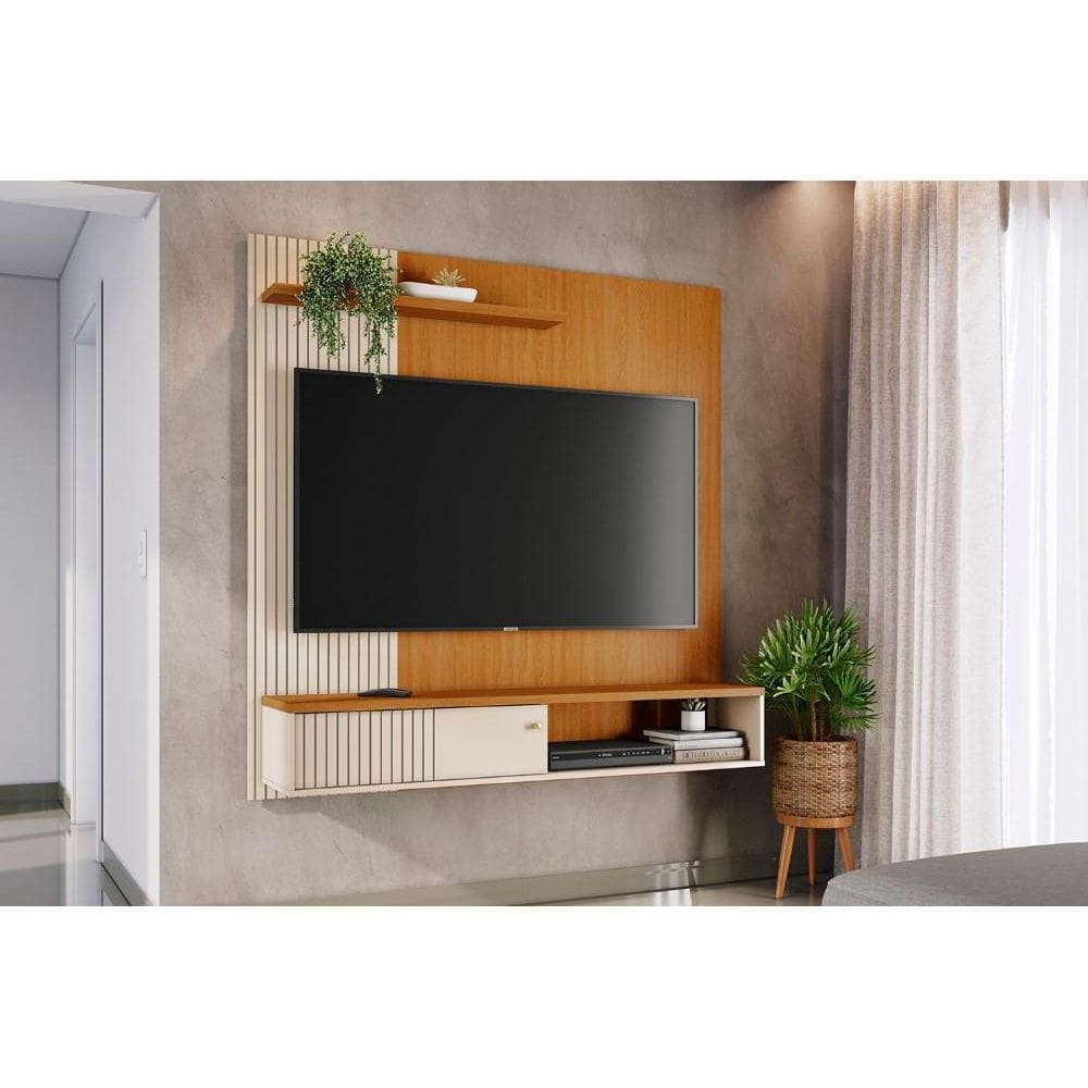 Bancada Suspensa Aurora para TV de até 65 polegadas - Cinamomo Off White - Madetec