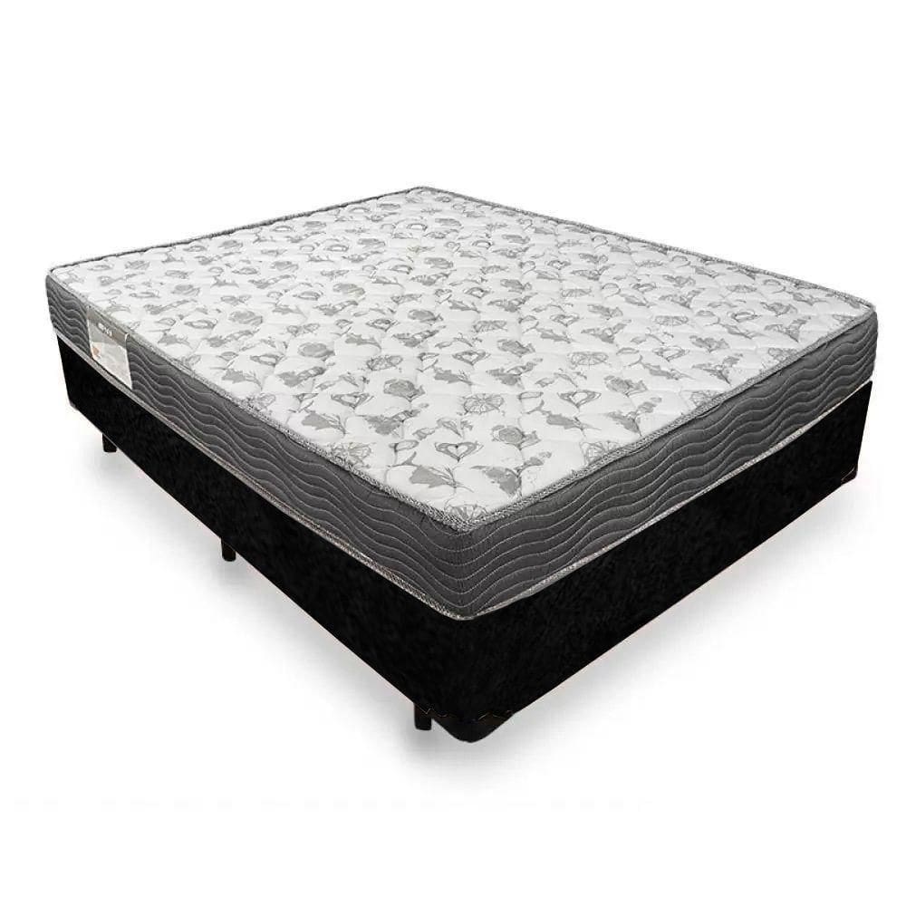 Cama Box Casal Suede + Colchão De Espuma D33 - Serene - 138cm Preto