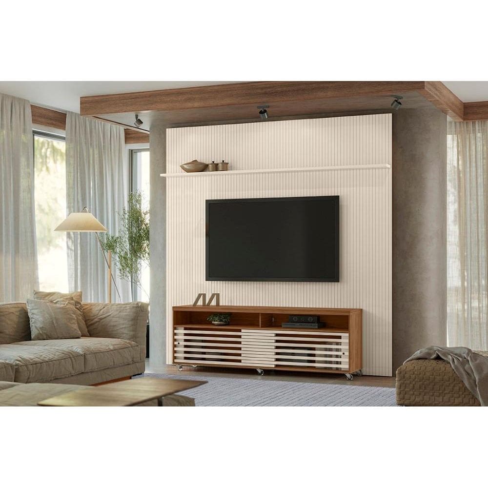 Rack+Painel Frizz New Prestige para TV de até 75 polegadas - Naturale /Off White - Madetec