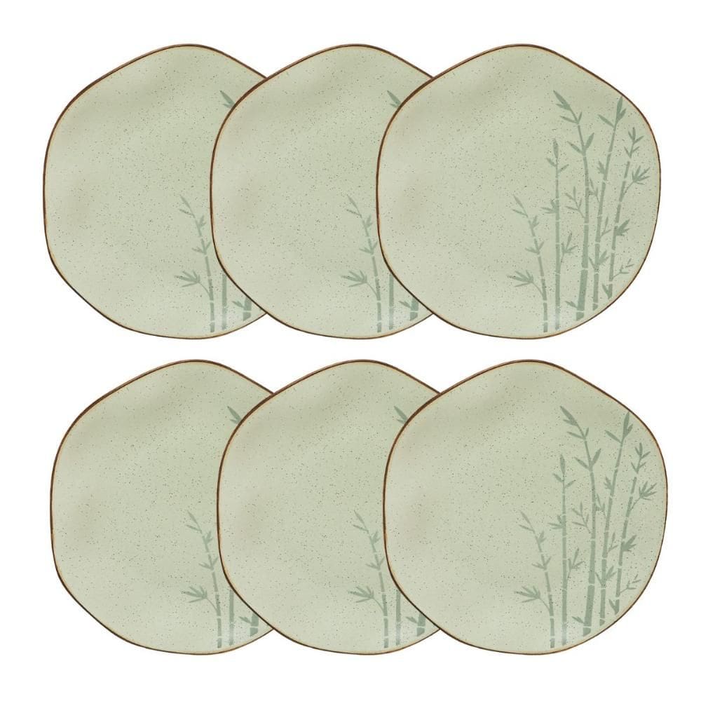 Conjunto 6 Pratos Raso 27,5 cm Ryo Bambu Porcelana Oxford