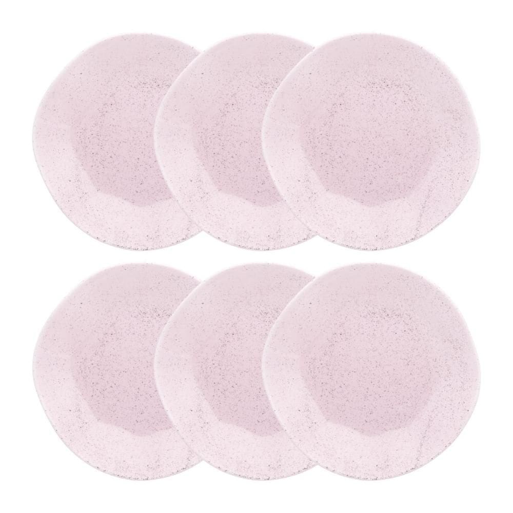 Conjunto 6 Pratos Raso 27,5 cm Ryo Pink Sand Porcelana Oxford