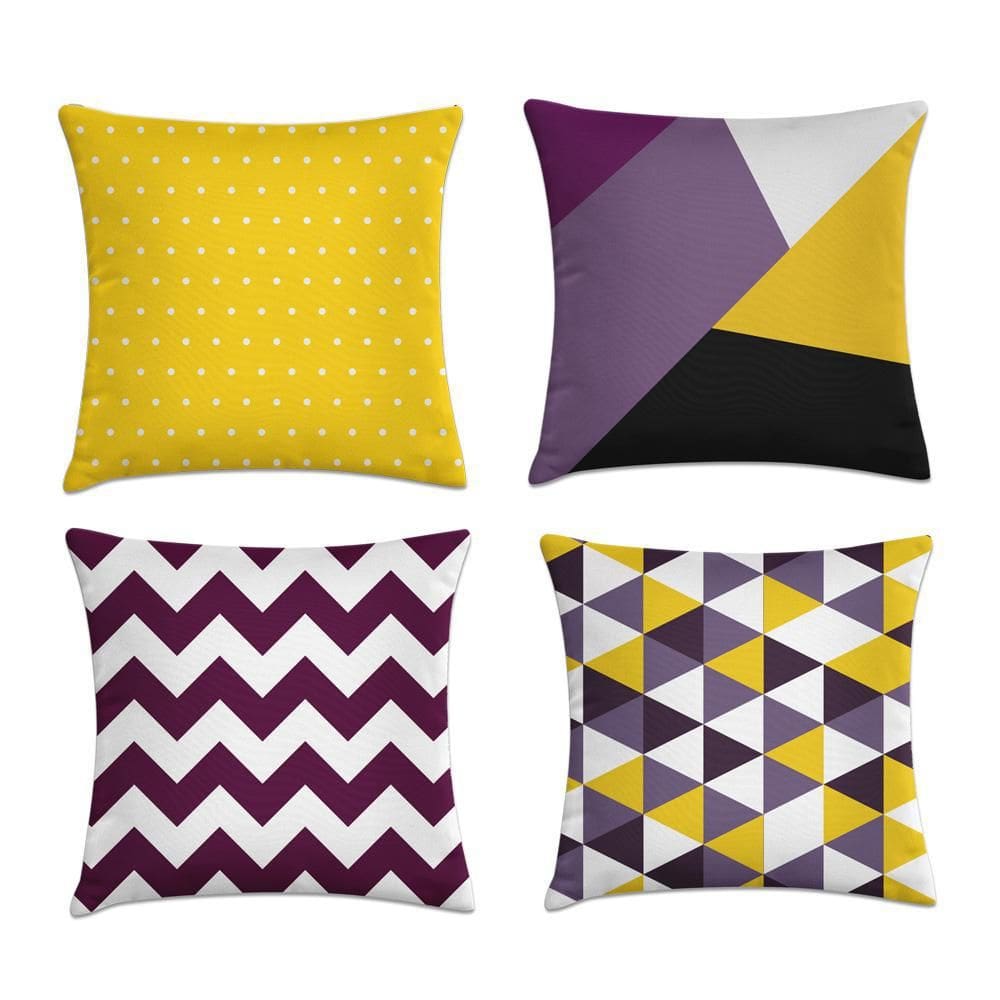 Kit 4 Capas Almofadas Roxo Geométrico 45X45