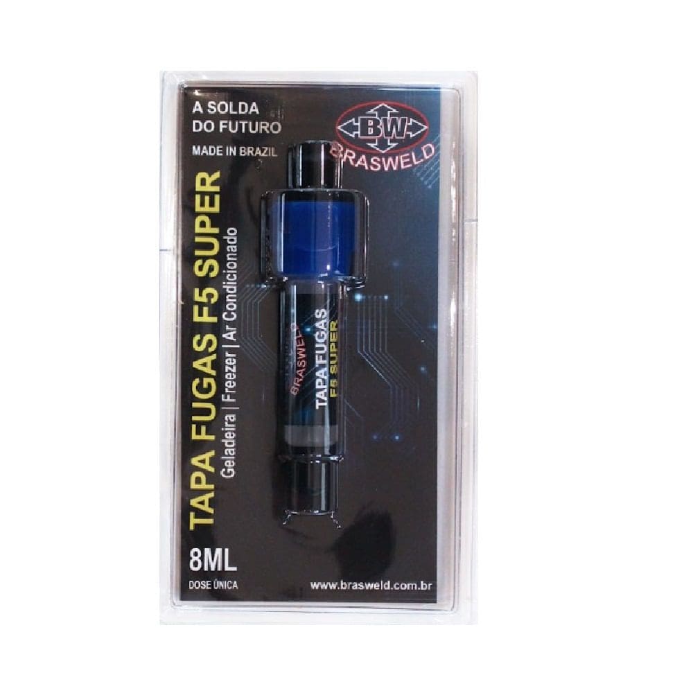 Tapa Fugas Brasweld F5 Super 8ML sem Mangueira para Refrigerador e Ar Condicionado