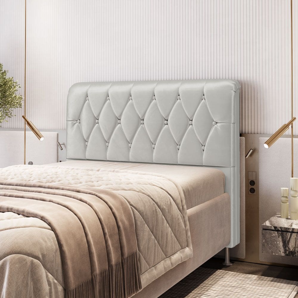 Cabeceira Sirus 195 Premium / N-023 Veludo Cinza Claro