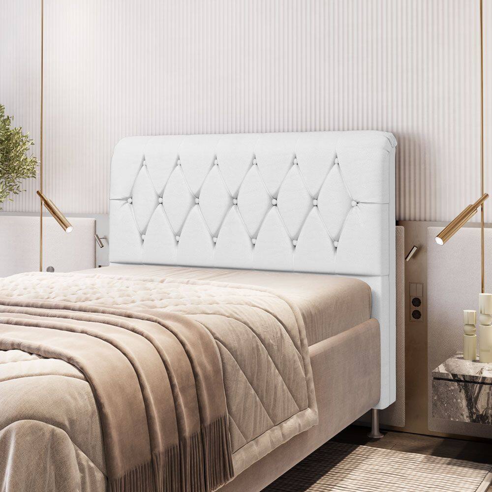 Cabeceira Sirus 195 Premium / A-017 Couro Artificial Branco