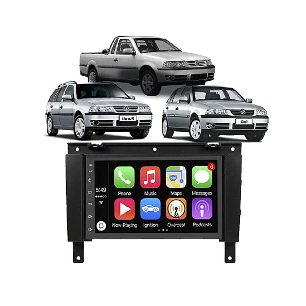 Kit Multimídia Gol Parati Saveiro G3 CarPlay AndroidAuto 7 Pol USB BT FM - 8100 FirstOption