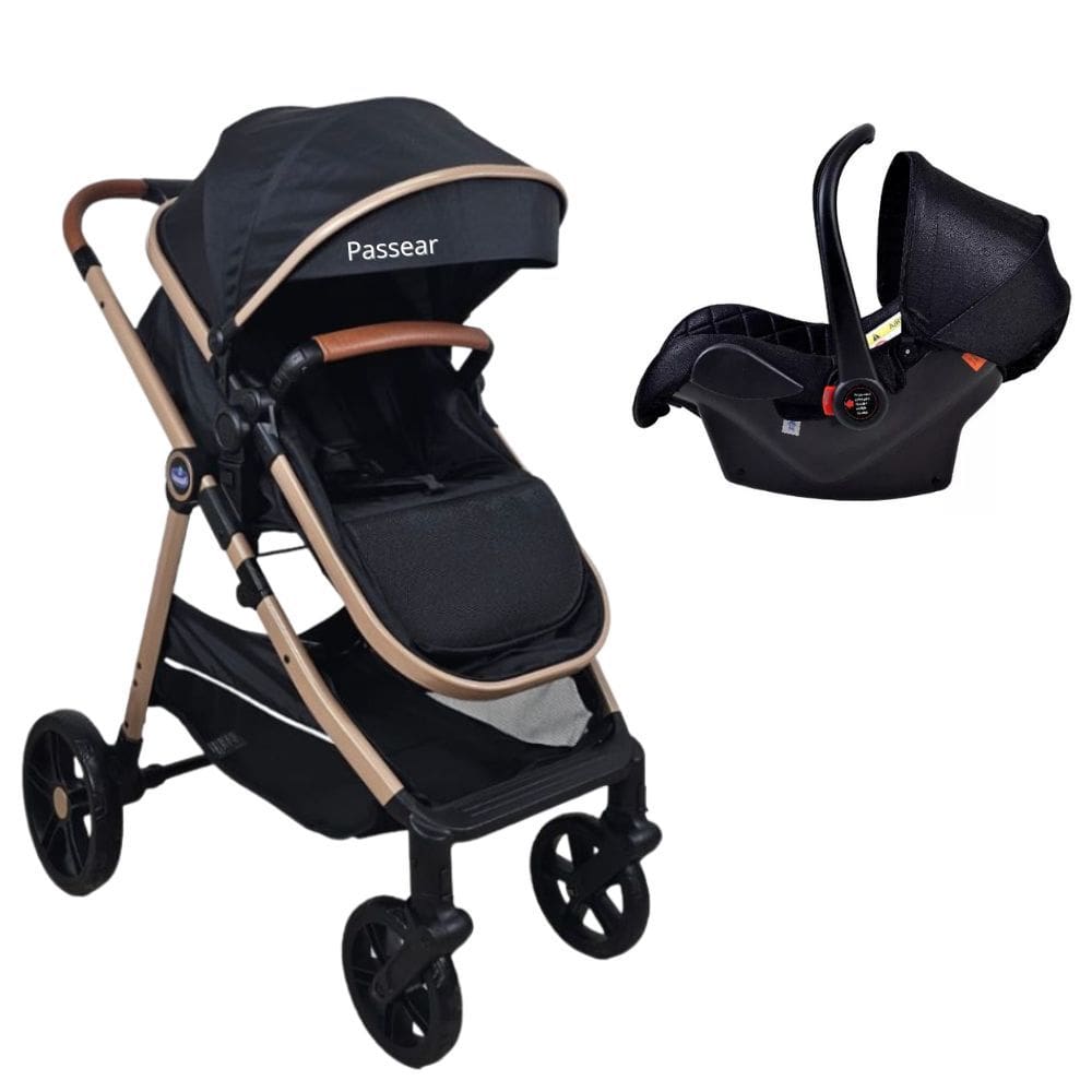 Carrinho De Bebe 3 Em 1 Apolo Preto + Bebe Conforto - Passear Baby