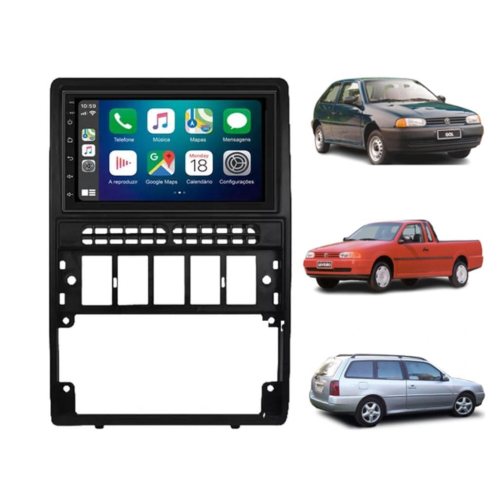 Kit Multimídia Gol Parati Saveiro G2 Bola CarPlay AndroidAuto 7 Pol USB BT FM - 8100 FirstOption