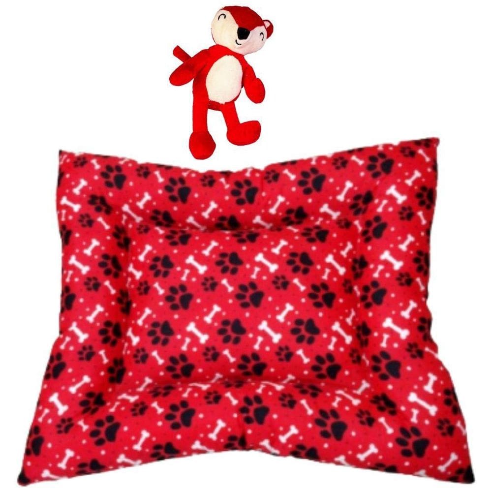 Kit Almofadão E Pelúcia Para Cães E Gatos - Vermelho
