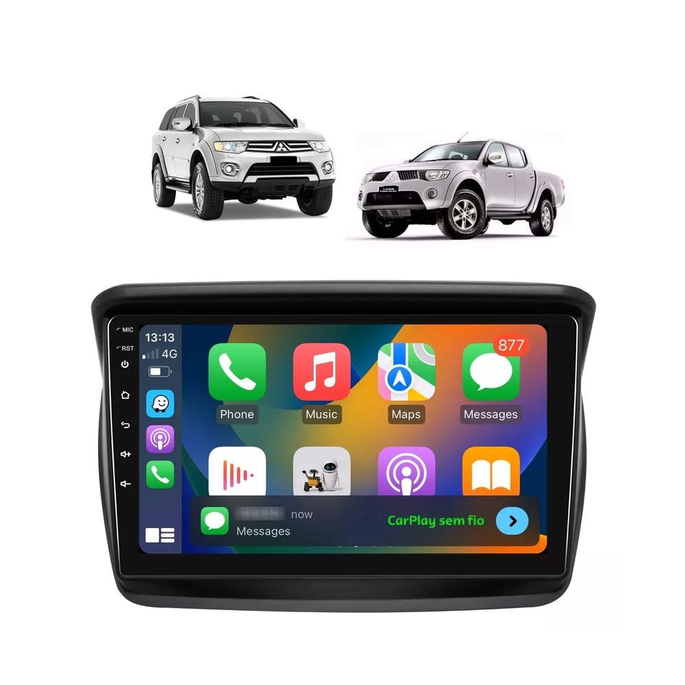 Kit Multimídia L200 Triton Pajero Dakar 2009 / 2018 9 Pol Android Carplay 2/64GB - ADAK 2964-G2