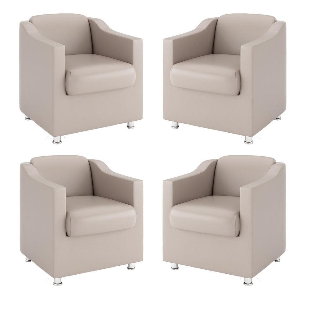Kit 4 Poltronas Decorativas Consultorio Recepção Sala Espera