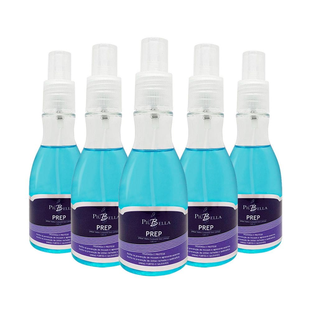 Kit 5 Prep Piubella Higienizador Unhas Spray 120Ml Piu Bella