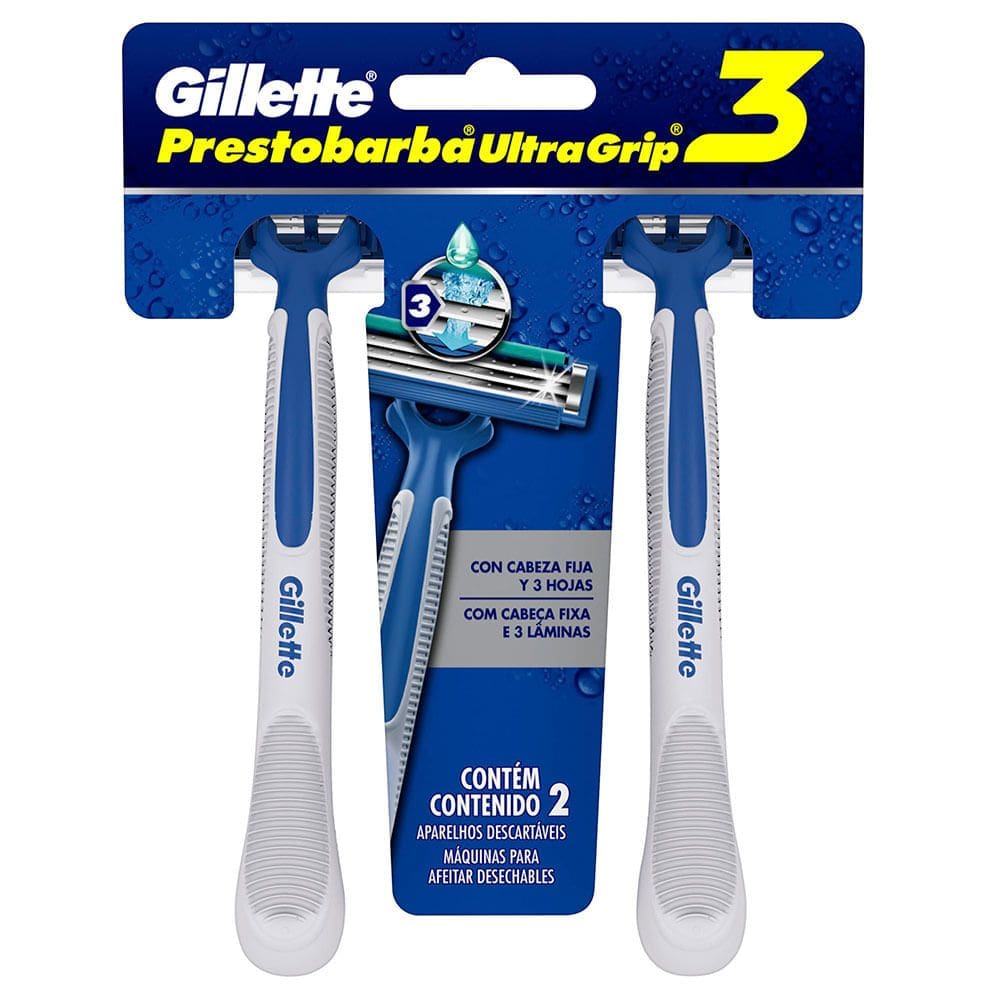 Aparelho de Barbear Descartável Gillette Prestobarba UltraGrip 3 c/2 Unidades