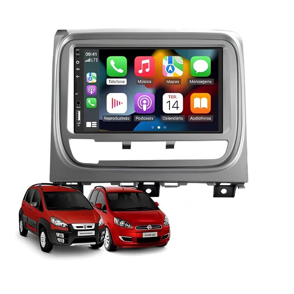 Kit Multimídia Idea 2013 / 2015 Mold Prata Android 7 Pol GPS Carplay - 701K FirstOption