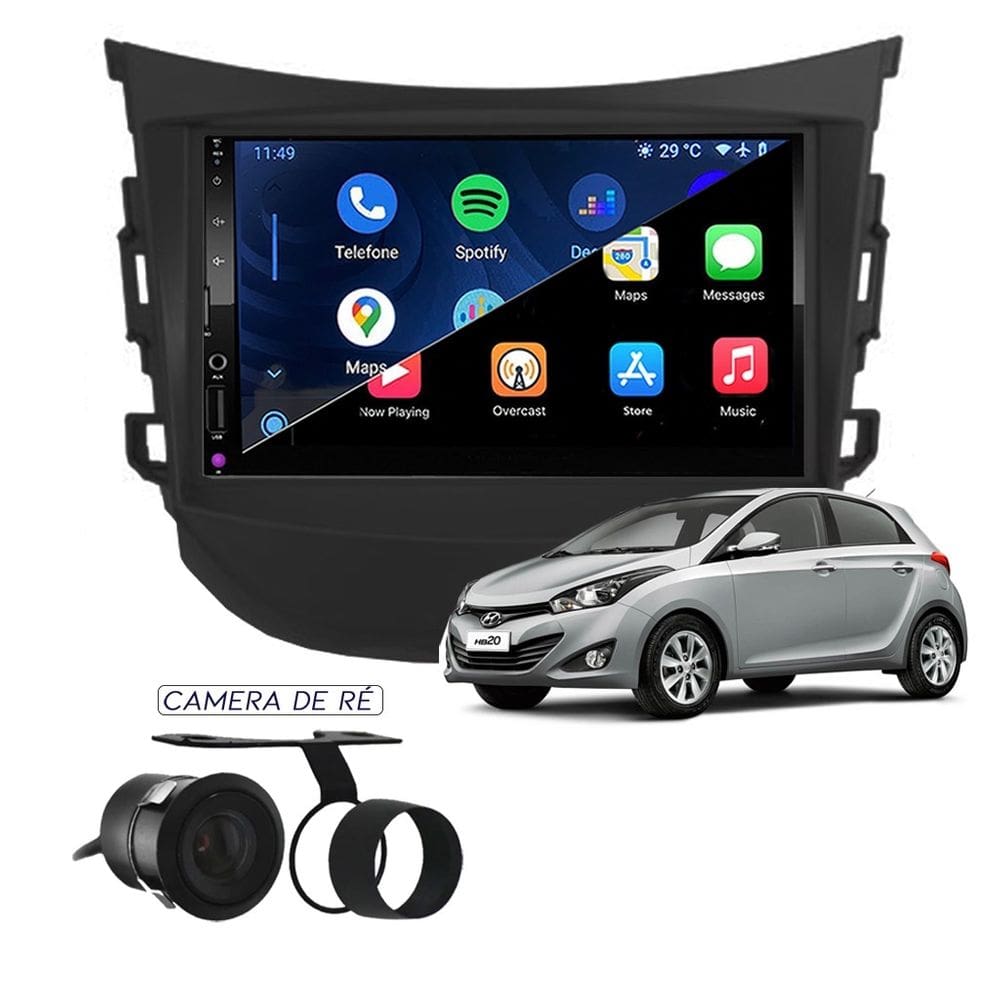 Kit Multimídia Hb20 2012 / 2019 7 Pol CarPlay AndroidAuto - FirstOption 8100