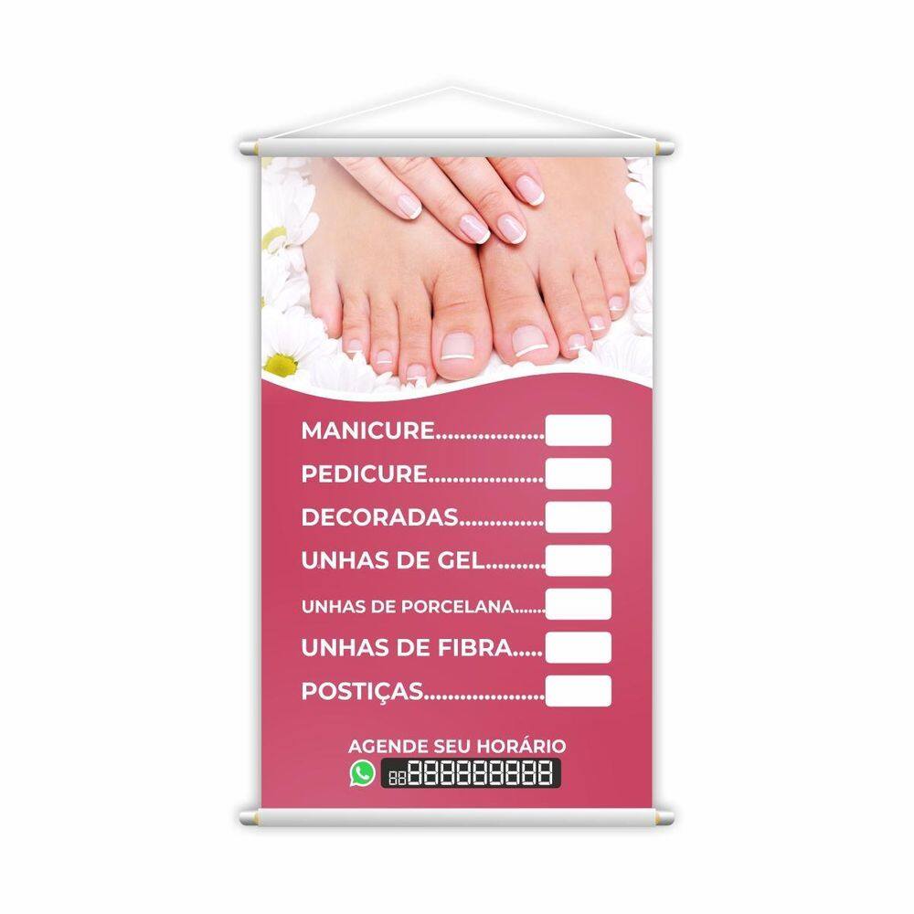 Banner Nail Design Manicure E Pedicure Contato 60X40Cm
