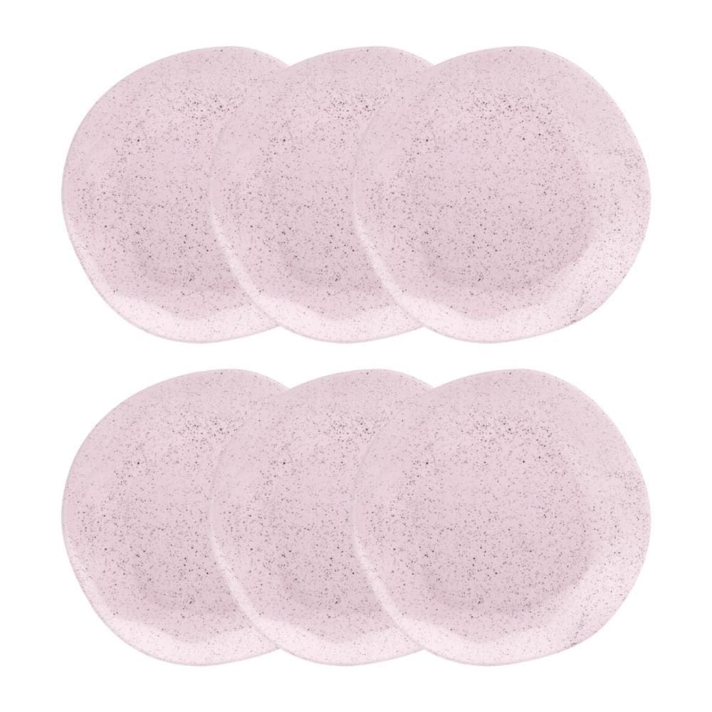 Conjunto 6 Pratos Fundo 22,5 cm Ryo Pink Sand Porcelana Oxford