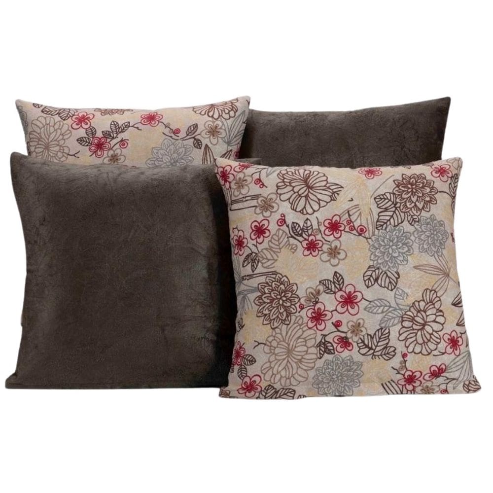 Kit 4 Capas De Almofada Para Sofá Estampa Tabaco Floral