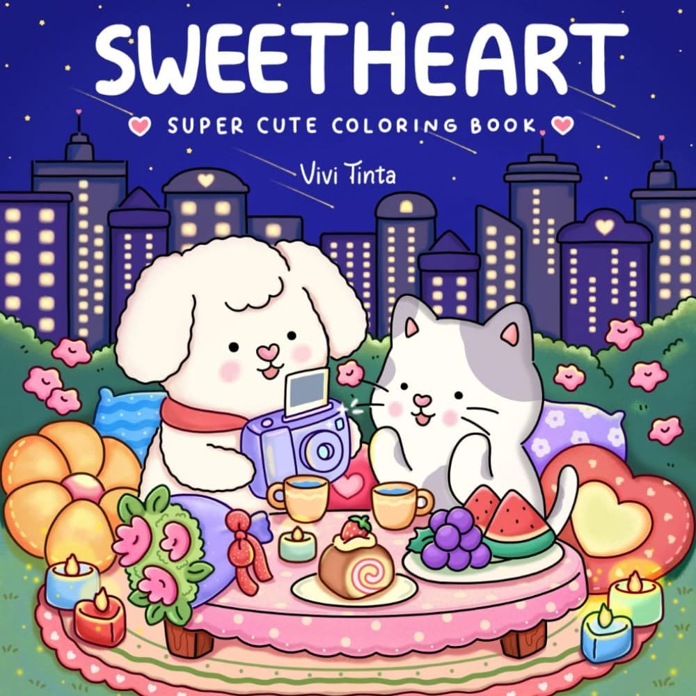 Sweetheart: livro de colorir para adultos e adolescentes com adoráveis animais de dia dos namorados