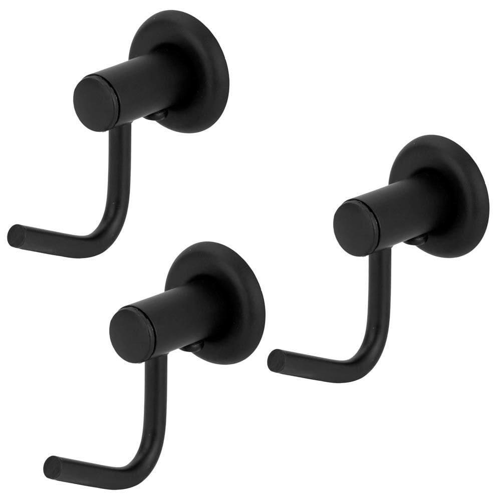 Kit 3 Gancho Cabideiro Porta Toalha Metal Black/Preto Parede