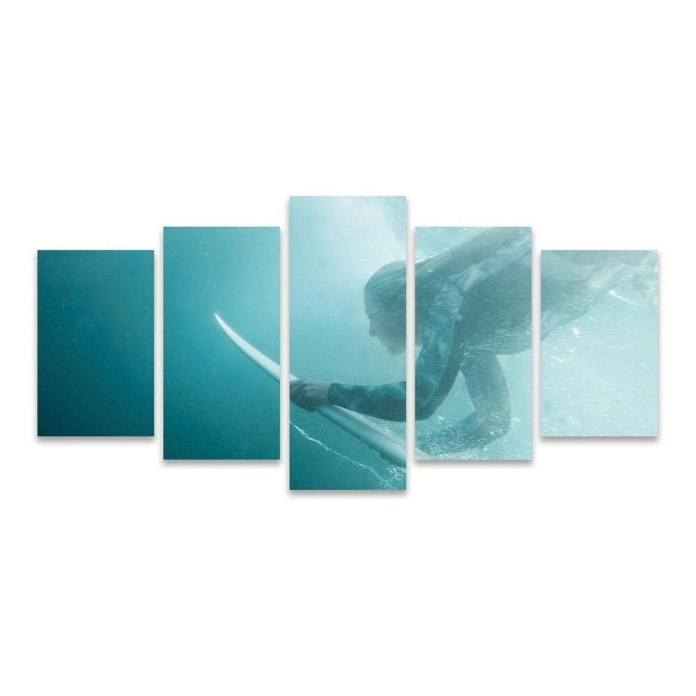 Kit Quadros Mosaico Decorativo Praia Surf Mulher Verão