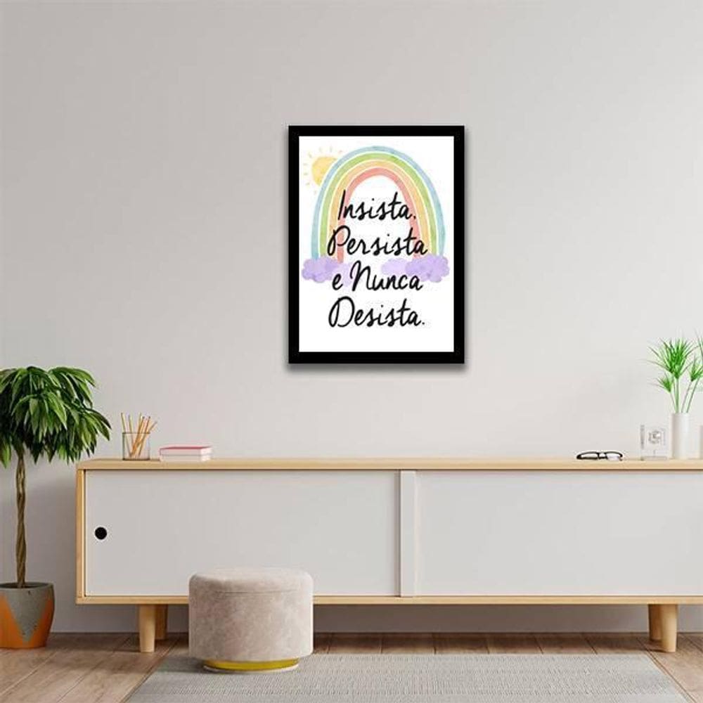 Quadro Insista, Persista E Nunca Desista 24X18 Vidro Preta