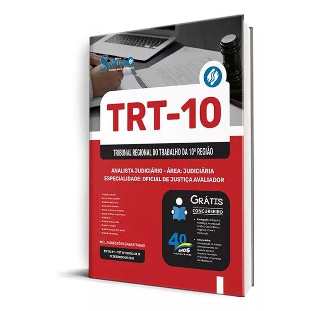 Apostila Trt 10 2025 Analista Judiciário Área: Judiciária