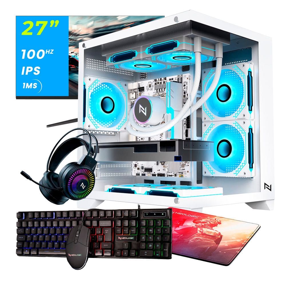 Pc Gamer Completo Ryzen 5 5600GT, 16GB 3200Mhz, (Radeon Vega 7 Integrado), A520M DX, SSD 480GB M.2, 500W 80 Plus, Monitor 27 100Hz, Neologic- NLI89117